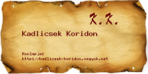 Kadlicsek Koridon névjegykártya